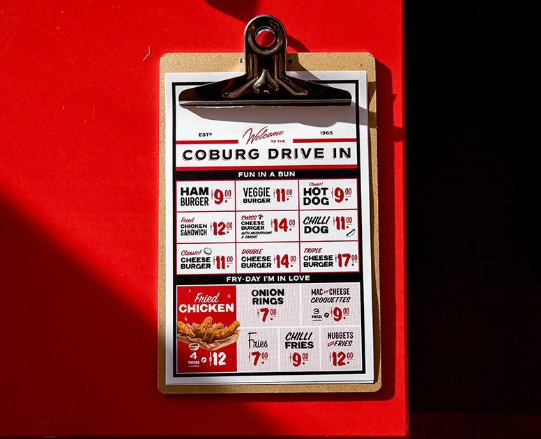 A table menu is displayed on a clipboard.